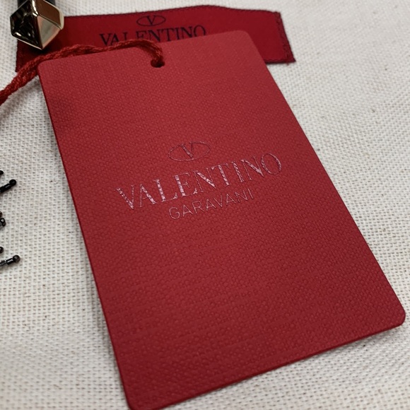 VALENTINO GARAVANI BEADED FRINGE SATIN CLUTCH WITH GOLD TONE ROUND HANDLE - Picture 16 of 16